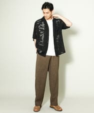 KHBGV55069 a.v.v MEN(アー・ヴェ・ヴェ) シアージャカードオープンカラーシャツ ５分袖 ブラック
