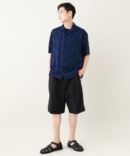 KHBGV55069 a.v.v MEN(アー・ヴェ・ヴェ) シアージャカードオープンカラーシャツ ５分袖 ブラック