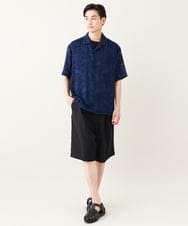 KHBGV55069 a.v.v MEN(アー・ヴェ・ヴェ) シアージャカードオープンカラーシャツ ５分袖 ブラック
