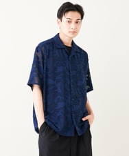 KHBGV55069 a.v.v MEN(アー・ヴェ・ヴェ) シアージャカードオープンカラーシャツ ５分袖 ブラック