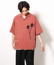 KHBGV59069 a.v.v MEN(アー・ヴェ・ヴェ) 【接触冷感】フラワー刺繍オープンカラーシャツ 5分袖 ライトブルー
