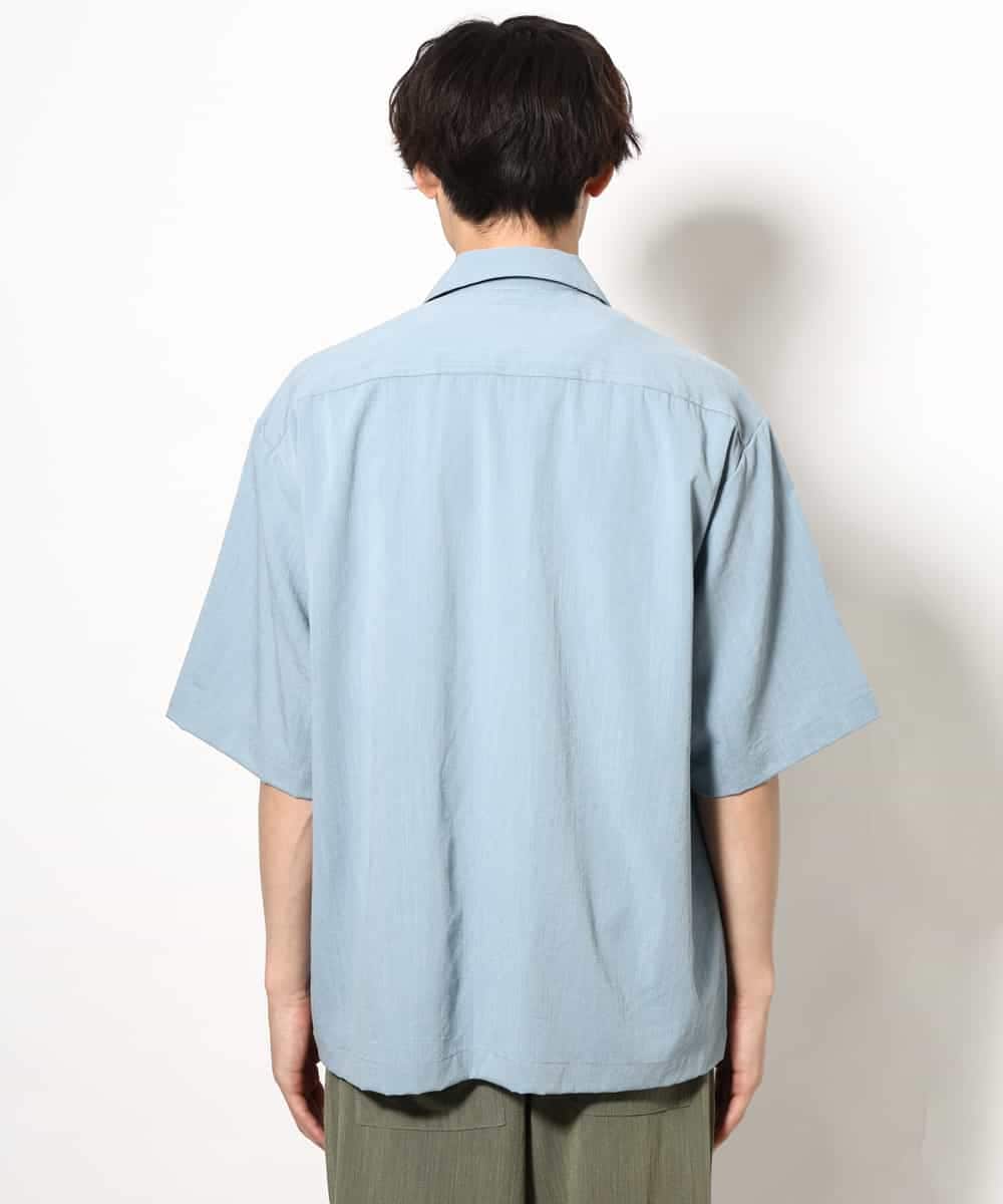 KHBGV59069 a.v.v MEN(アー・ヴェ・ヴェ) 【接触冷感】フラワー刺繍オープンカラーシャツ 5分袖 ライトブルー