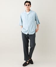 KHBGV61069 a.v.v MEN(アー・ヴェ・ヴェ) 幾何学ストライププリントオープンカラーシャツ ホワイト
