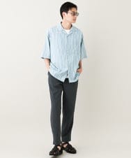 KHBGV61069 a.v.v MEN(アー・ヴェ・ヴェ) 幾何学ストライププリントオープンカラーシャツ ホワイト