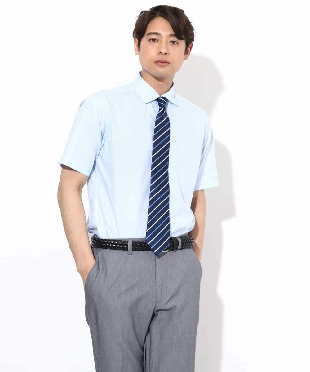 KHBGV86059 a.v.v MEN(アー・ヴェ・ヴェ) 【定番アイテム】マイクロツイルカッタウェイシャツ 半袖 ライトブルー