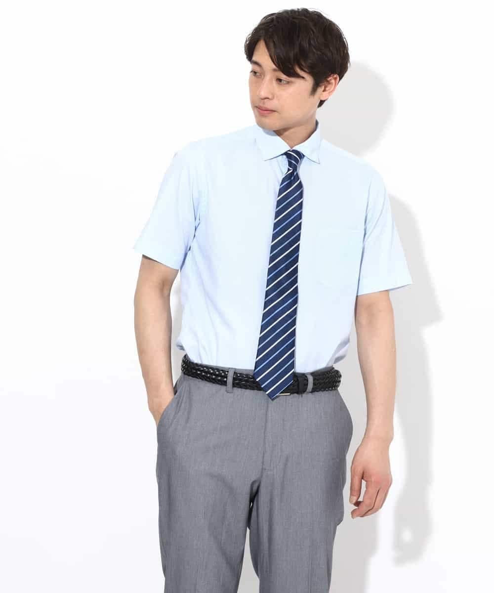 KHBGV86059 a.v.v MEN(アー・ヴェ・ヴェ) 【定番アイテム】マイクロツイルカッタウェイシャツ 半袖 ライトブルー