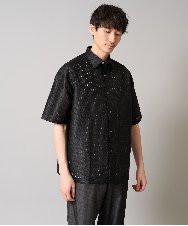 KHBHA64069 a.v.v MEN(アー・ヴェ・ヴェ) ドットジャカードワイドシルエットシャツ ブラック