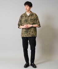 KHBHA68069 a.v.v MEN(アー・ヴェ・ヴェ) 【イージーケア/接触冷感】ダークフラワー五分袖オープンカラーシャツ【シワになりにくい】 ブラック
