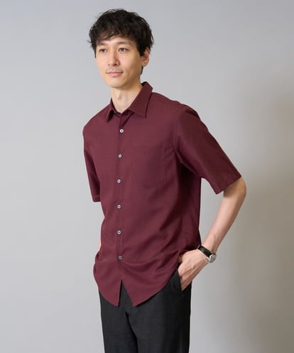 KHBHA70049 a.v.v MEN 【接触冷感/イージーケア/速乾】リネン混半袖シャツ