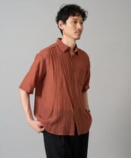 KHBHA74059 a.v.v MEN(アー・ヴェ・ヴェ) 【接触冷感】ワッシャーシアーワイドシルエットシャツ ダークオレンジ