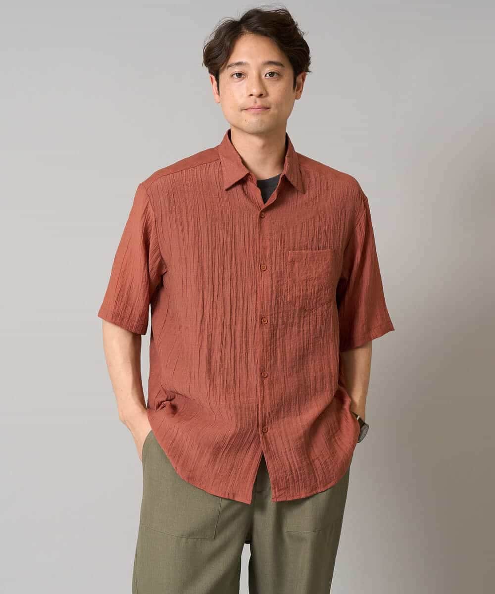 KHBHA74059 a.v.v MEN(アー・ヴェ・ヴェ) 【接触冷感】ワッシャーシアーワイドシルエットシャツ ブラック