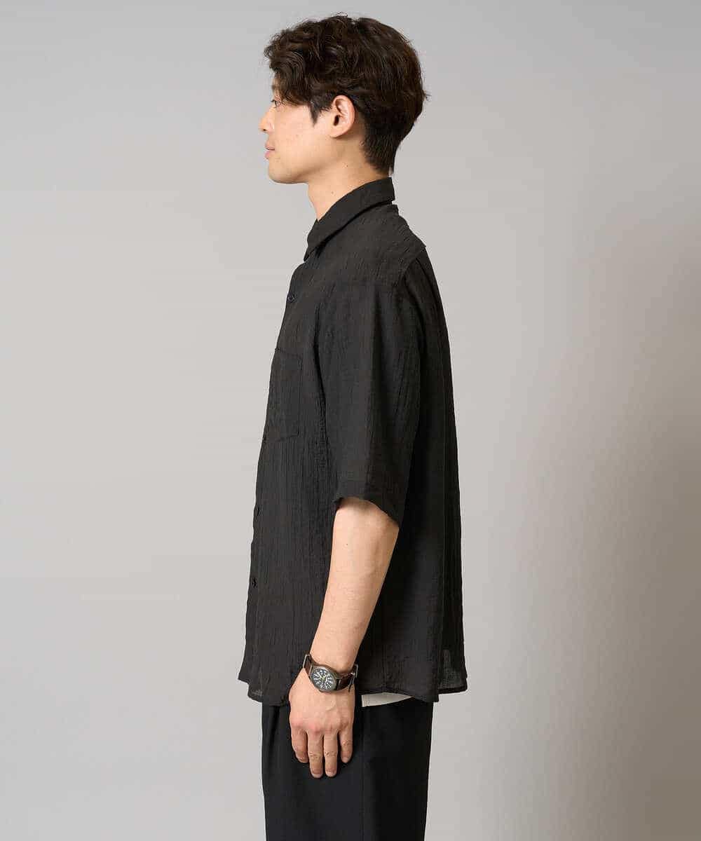 KHBHA74059 a.v.v MEN(アー・ヴェ・ヴェ) 【接触冷感】ワッシャーシアーワイドシルエットシャツ ブラック
