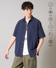 KHBHA77049 a.v.v MEN(アー・ヴェ・ヴェ) 【イージーケア/接触冷感】レギュラーカラーシャツ/リライト夏2【吸水速乾/UVカット】 ダークブルー