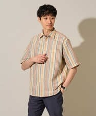KHBHD36064 a.v.v MEN(アー・ヴェ・ヴェ) 【洗濯機で洗える】カラーストライプワイドシルエットシャツ オレンジ