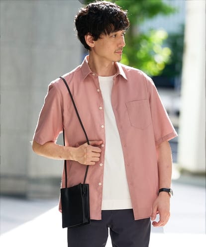 KHBHD70054 a.v.v MEN 【接触冷感/洗濯機で洗える/速乾//防シワ/イージーケア/ストレッチ】ポリエステルアサハンソデシャツ