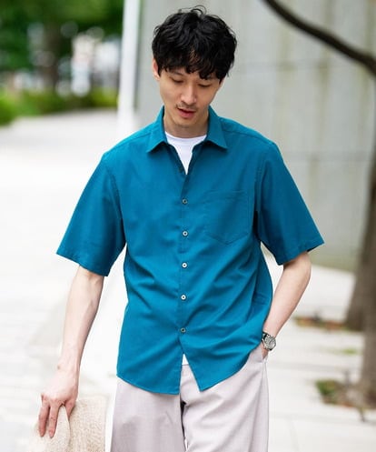 KHBHD70054 a.v.v MEN 【接触冷感/洗濯機で洗える/速乾//防シワ/イージーケア/ストレッチ】ポリエステルアサハンソデシャツ