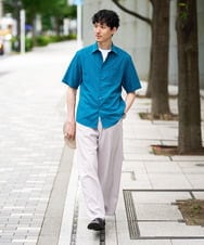 KHBHD70054 a.v.v MEN(アー・ヴェ・ヴェ) 【接触冷感/洗濯機で洗える/速乾/防シワ/イージーケア/ストレッチ】ポリエステルアサハンソデシャツ グリーン