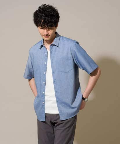 KHBHD70054 a.v.v MEN 【接触冷感/洗濯機で洗える/速乾//防シワ/イージーケア/ストレッチ】ポリエステルアサハンソデシャツ