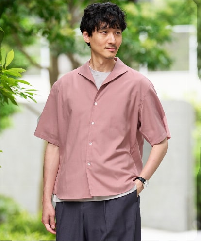 KHBHD72064 a.v.v MEN 【接触冷感/洗濯機で洗える/速乾/イージーケア/防シワ/ストレッチ】ポリエステルアサイタリアンカラーシャツ