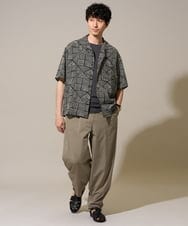 KHBHD73069 a.v.v MEN(アー・ヴェ・ヴェ) 【接触冷感/洗濯機で洗える/速乾/イージーケア/毛玉になりにくい】キカプリントゴブソデオープンカラーシャツ ブラック