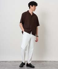 KHBHD80059 a.v.v MEN(アー・ヴェ・ヴェ) <接触冷感> スラブオックスゴブソデオープンカラーシャツ 【イージーケア/洗濯機で洗える】 ブラウン