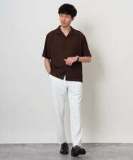KHBHD80059 a.v.v MEN(アー・ヴェ・ヴェ) <接触冷感> スラブオックスゴブソデオープンカラーシャツ 【イージーケア/洗濯機で洗える】 ブラウン