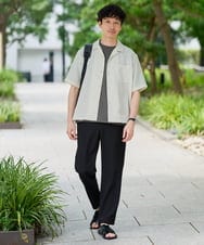 KHBHD80059 a.v.v MEN(アー・ヴェ・ヴェ) <接触冷感> スラブオックスゴブソデオープンカラーシャツ 【イージーケア/洗濯機で洗える】 ライトグレー