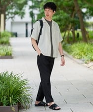 KHBHD80059 a.v.v MEN(アー・ヴェ・ヴェ) <接触冷感> スラブオックスゴブソデオープンカラーシャツ 【イージーケア/洗濯機で洗える】 ライトグレー