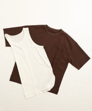 KHBHP62059 a.v.v MEN(アー・ヴェ・ヴェ) 【S-XXL/2SET】カットソー付きシャツプルオーバー ブラウン