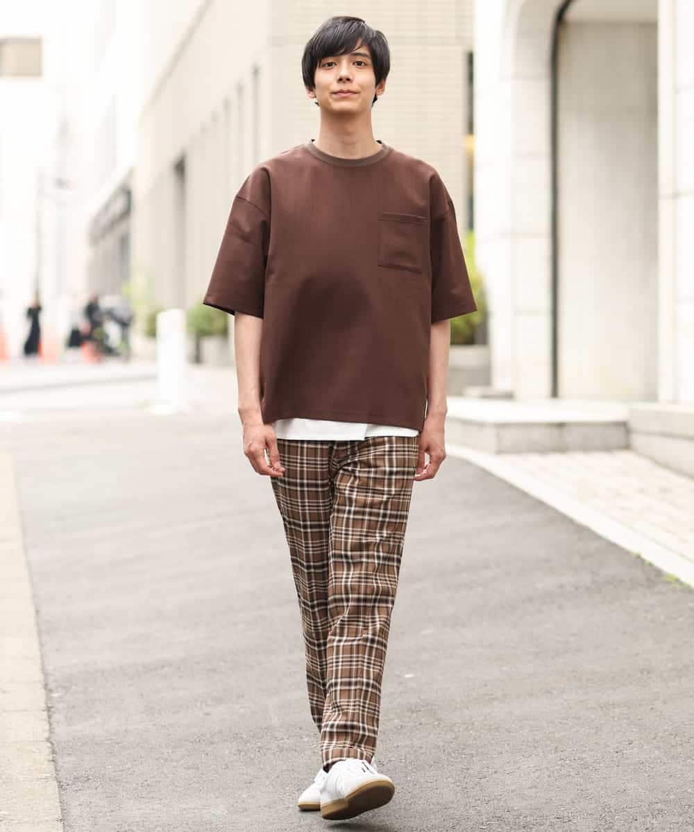 KHBHP62059 a.v.v MEN(アー・ヴェ・ヴェ) 【S-XXL/2SET】カットソー付きシャツプルオーバー ブラウン