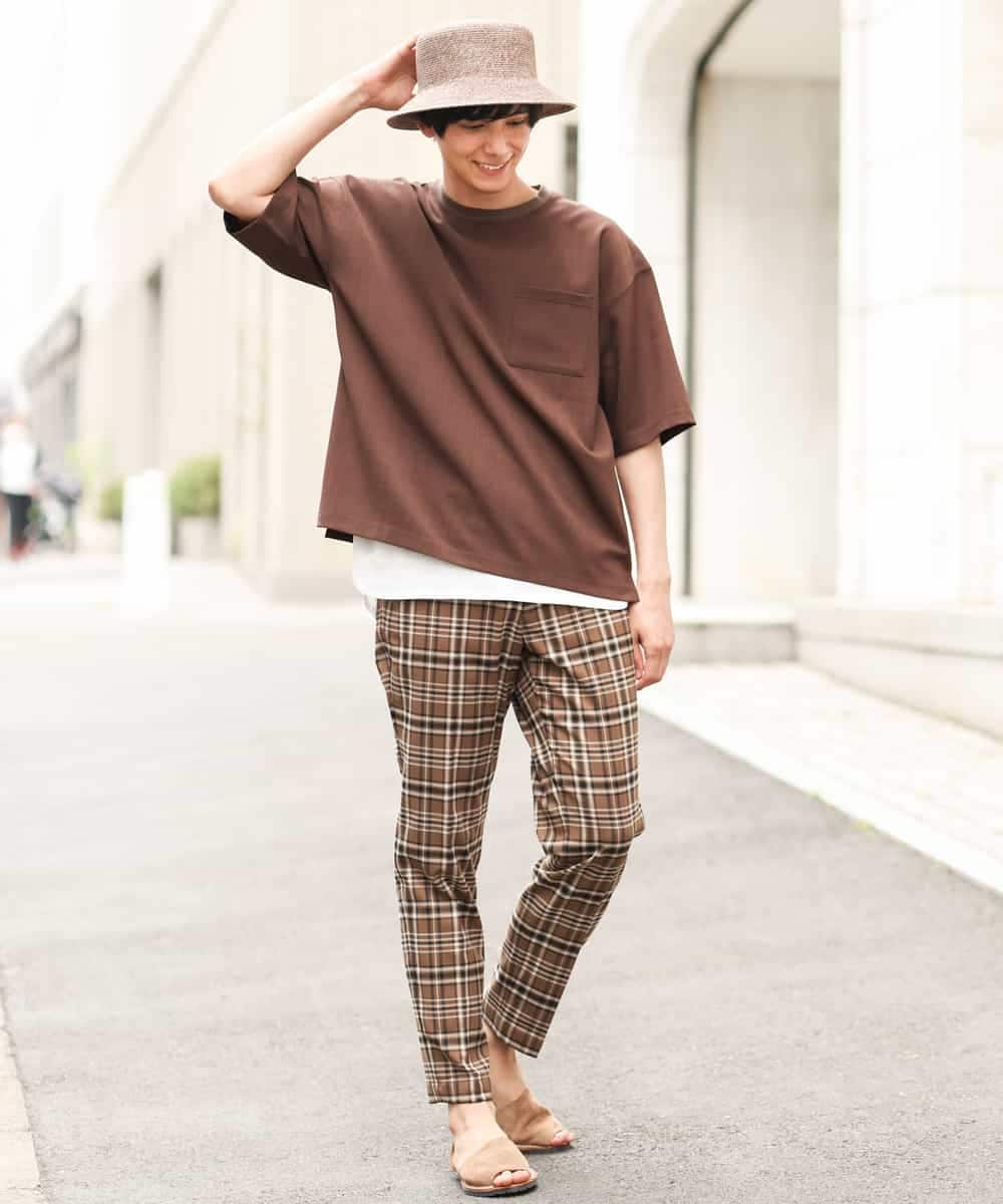 KHBHP62059 a.v.v MEN(アー・ヴェ・ヴェ) 【S-XXL/2SET】カットソー付きシャツプルオーバー ブラウン