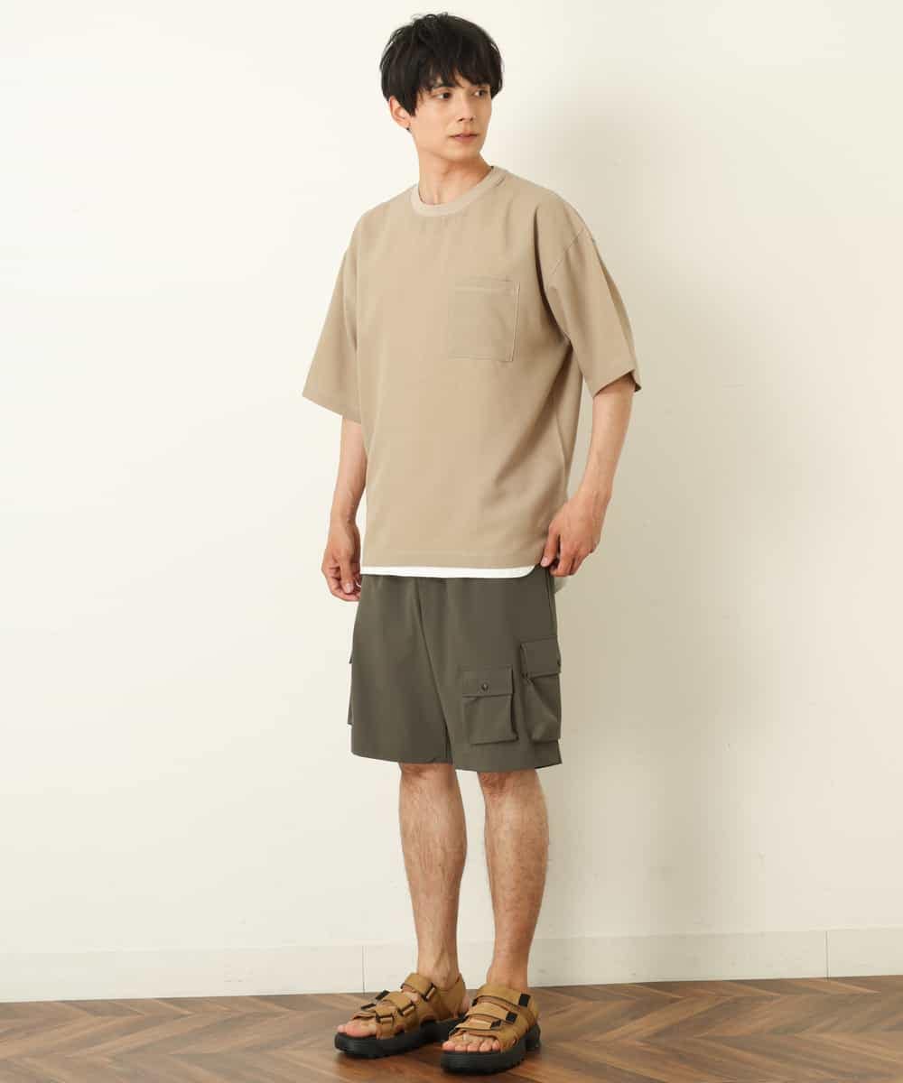 KHBHP62059 a.v.v MEN(アー・ヴェ・ヴェ) 【S-XXL/2SET】カットソー付きシャツプルオーバー ブラウン
