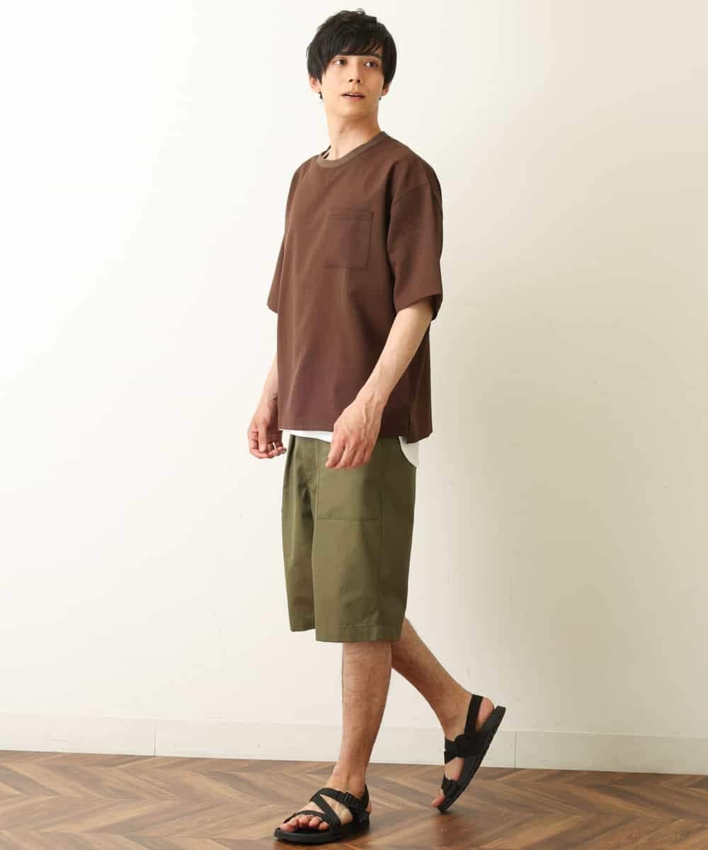 KHBHP62059 a.v.v MEN(アー・ヴェ・ヴェ) 【S-XXL/2SET】カットソー付きシャツプルオーバー ブラウン