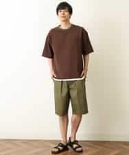 KHBHP62059 a.v.v MEN(アー・ヴェ・ヴェ) 【S-XXL/2SET】カットソー付きシャツプルオーバー ブラウン