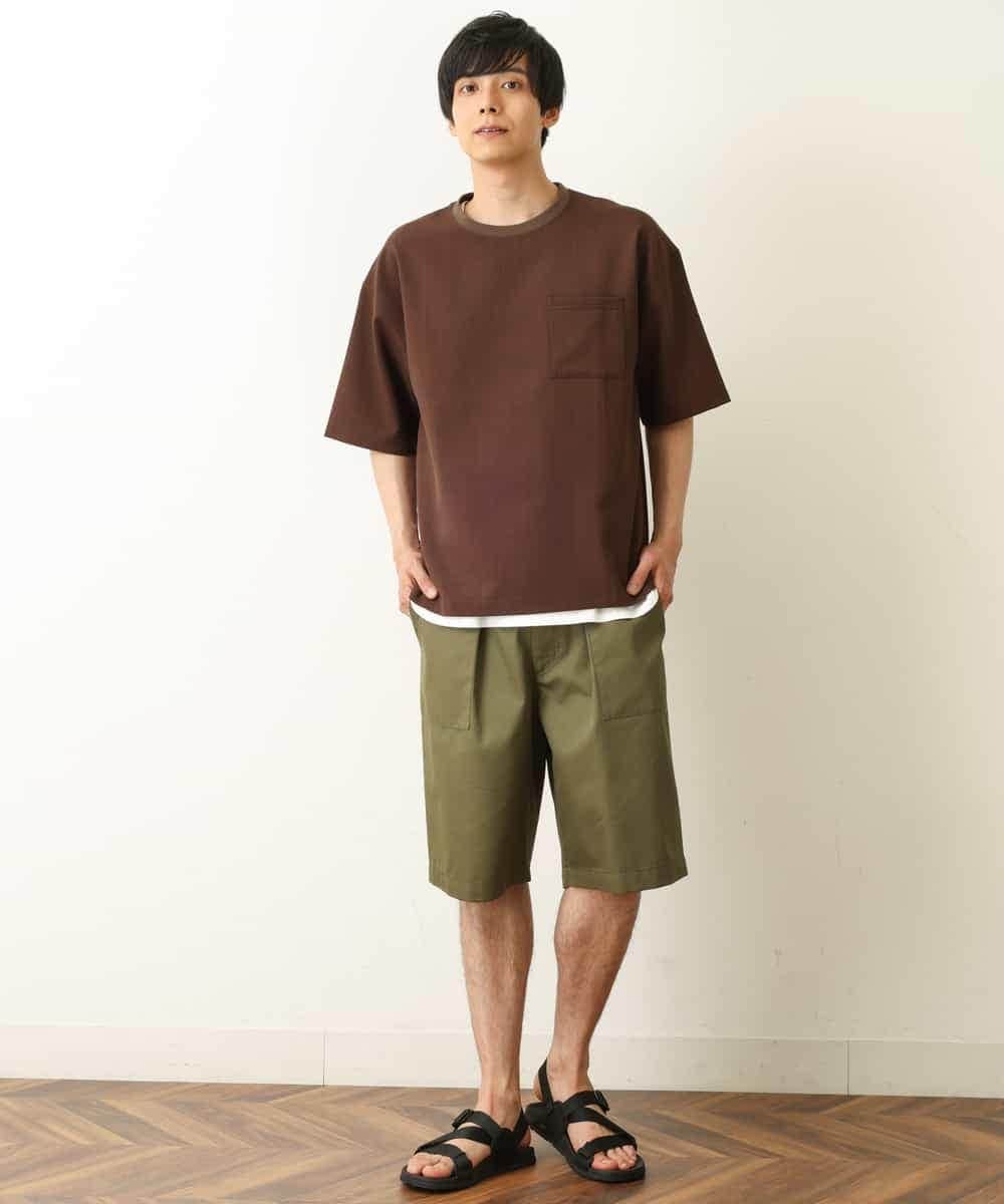 KHBHP62059 a.v.v MEN(アー・ヴェ・ヴェ) 【S-XXL/2SET】カットソー付きシャツプルオーバー ブラウン