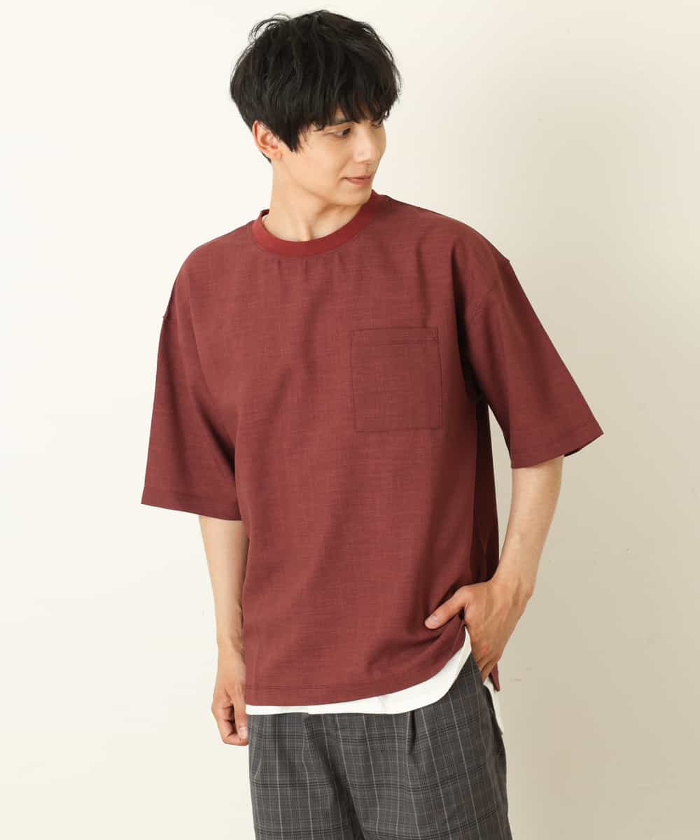 KHBHP62059 a.v.v MEN(アー・ヴェ・ヴェ) 【S-XXL/2SET】カットソー付きシャツプルオーバー ブラウン
