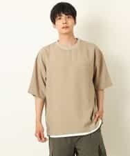 KHBHP62059 a.v.v MEN(アー・ヴェ・ヴェ) 【S-XXL/2SET】カットソー付きシャツプルオーバー ブラウン