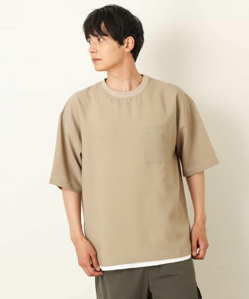 KHBHP62059 a.v.v MEN(アー・ヴェ・ヴェ) 【S-XXL/2SET】カットソー付きシャツプルオーバー ブラウン