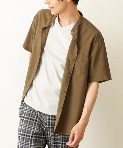 KHBHP77049 a.v.v MEN 【S-XXL】リライトリングドットバンドカラーシャツ（セットアップ対応）