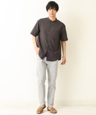 KHBHP77049 a.v.v MEN(アー・ヴェ・ヴェ) 【S-XXL】リライトリングドットバンドカラーシャツ（セットアップ対応） カーキ