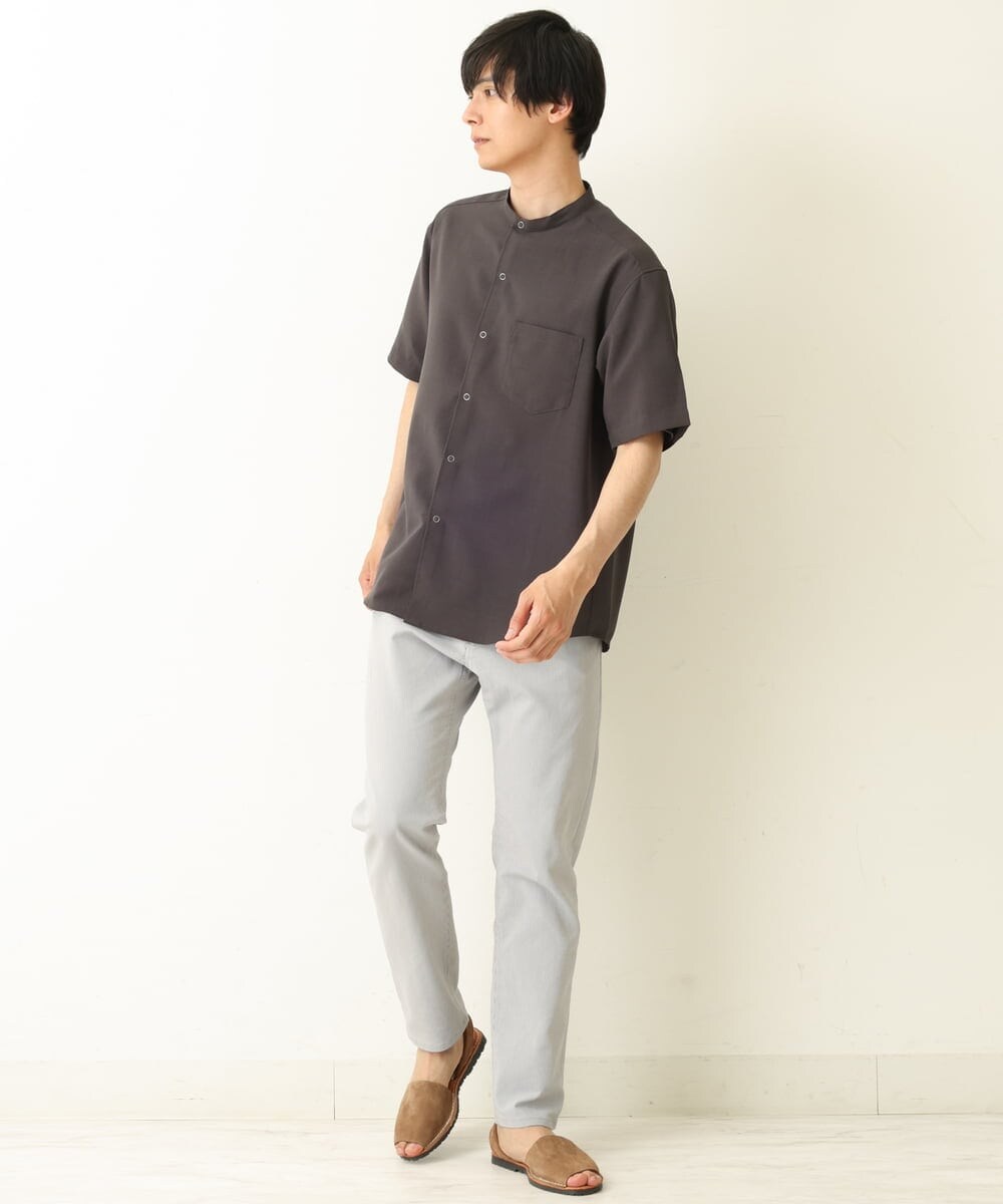 KHBHP77049 a.v.v MEN(アー・ヴェ・ヴェ) 【S-XXL】リライトリングドットバンドカラーシャツ（セットアップ対応） カーキ