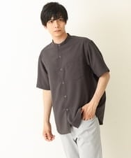 KHBHP77049 a.v.v MEN(アー・ヴェ・ヴェ) 【S-XXL】リライトリングドットバンドカラーシャツ（セットアップ対応） カーキ