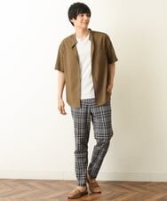 KHBHP77049 a.v.v MEN(アー・ヴェ・ヴェ) 【S-XXL】リライトリングドットバンドカラーシャツ（セットアップ対応） カーキ