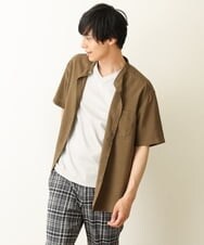 KHBHP77049 a.v.v MEN(アー・ヴェ・ヴェ) 【S-XXL】リライトリングドットバンドカラーシャツ（セットアップ対応） カーキ