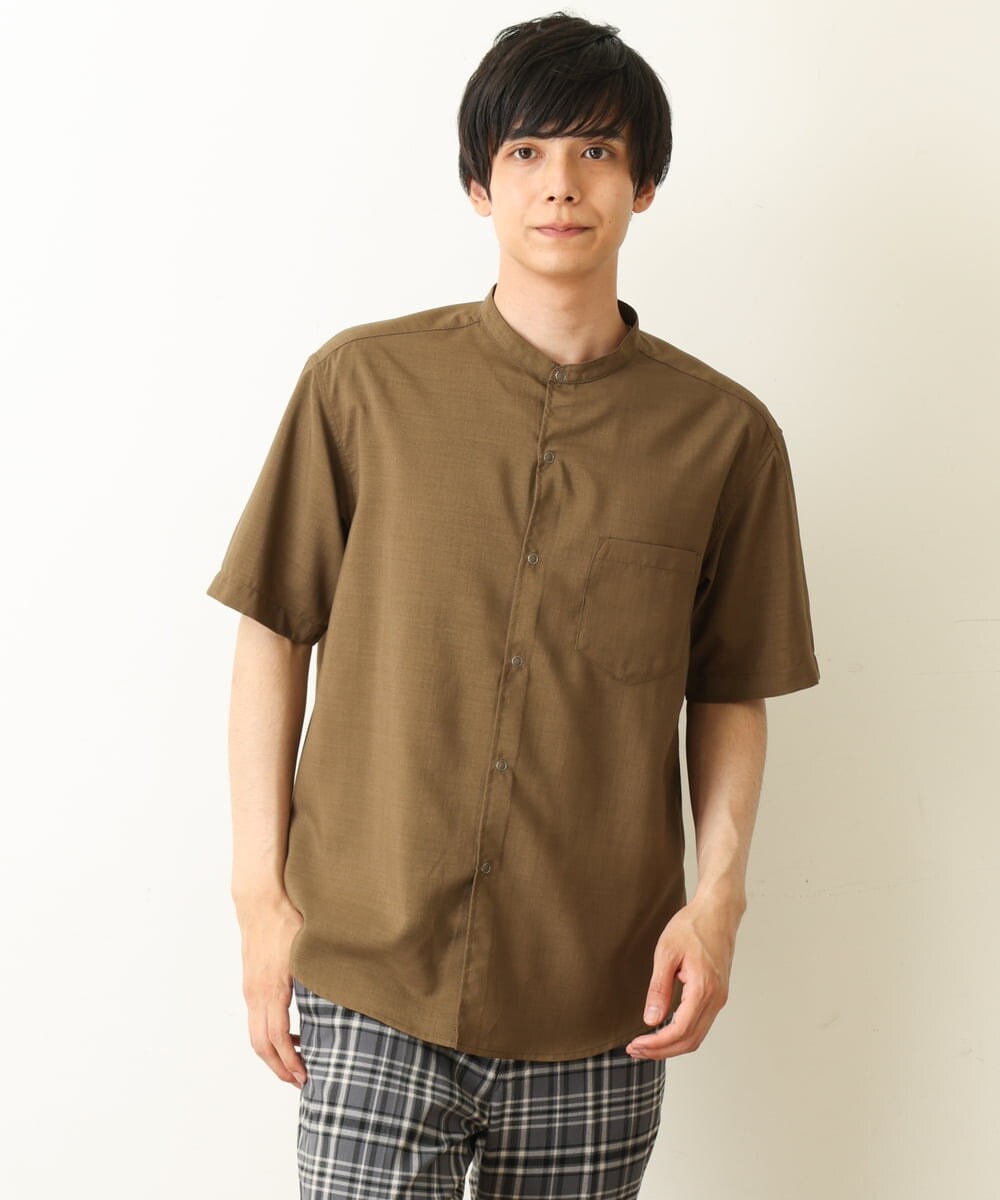 KHBHP77049 a.v.v MEN(アー・ヴェ・ヴェ) 【S-XXL】リライトリングドットバンドカラーシャツ（セットアップ対応） カーキ