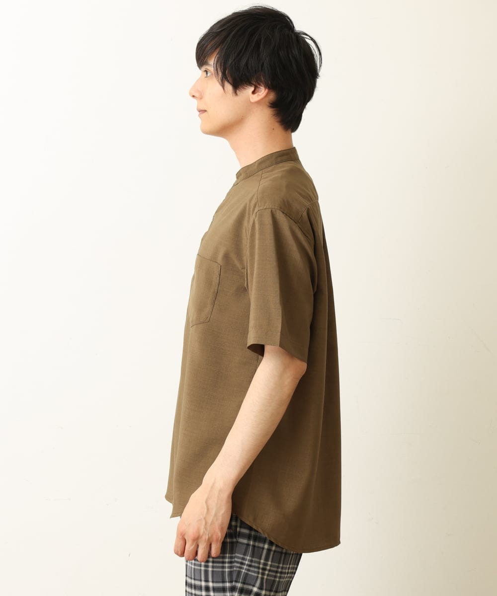 KHBHP77049 a.v.v MEN(アー・ヴェ・ヴェ) 【S-XXL】リライトリングドットバンドカラーシャツ（セットアップ対応） カーキ