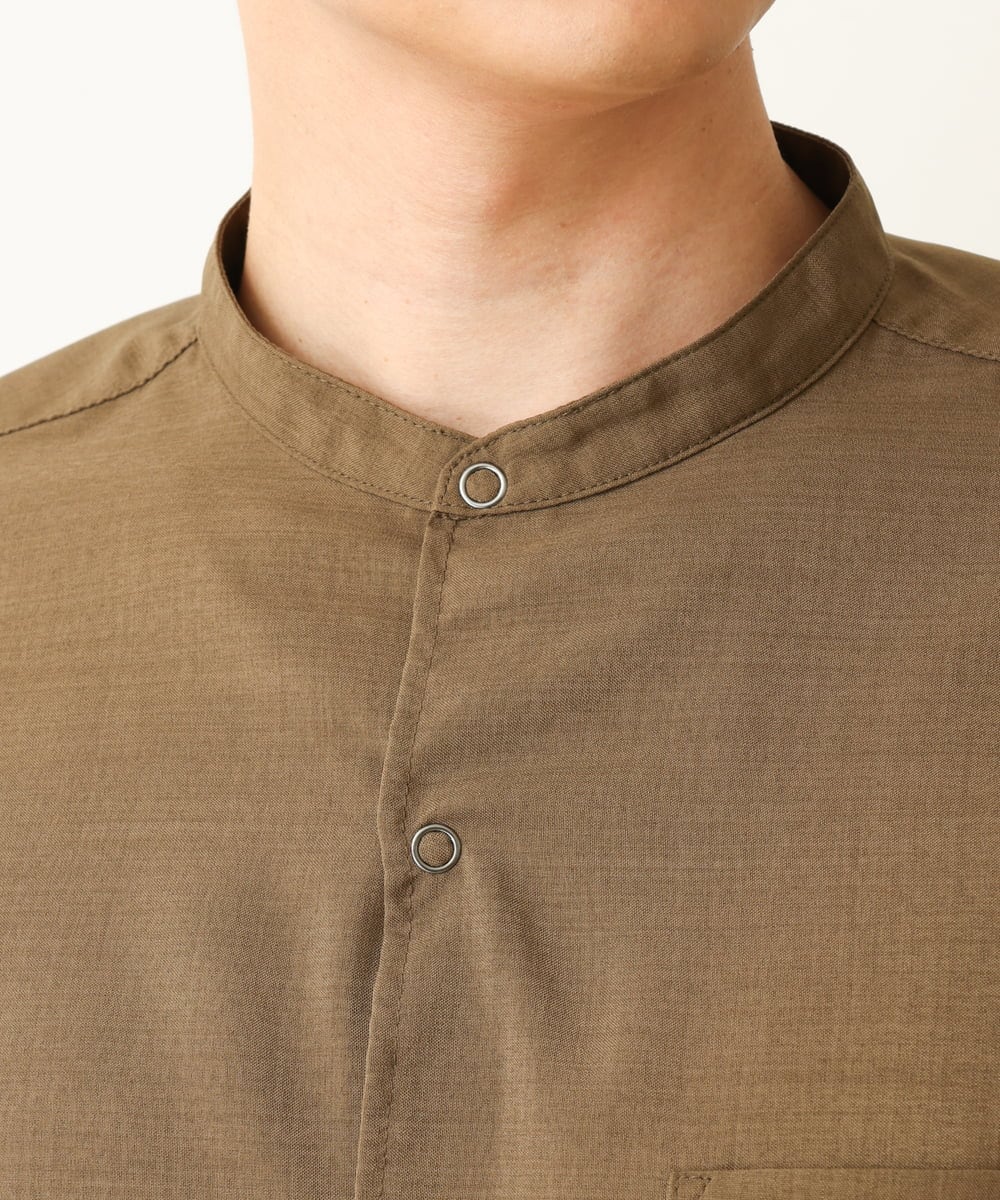 KHBHP77049 a.v.v MEN(アー・ヴェ・ヴェ) 【S-XXL】リライトリングドットバンドカラーシャツ（セットアップ対応） カーキ