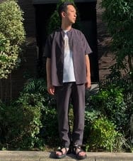 KHBHP77049 a.v.v MEN(アー・ヴェ・ヴェ) 【S-XXL】リライトリングドットバンドカラーシャツ（セットアップ対応） カーキ