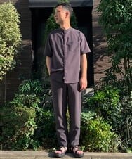 KHBHP77049 a.v.v MEN(アー・ヴェ・ヴェ) 【S-XXL】リライトリングドットバンドカラーシャツ（セットアップ対応） カーキ