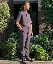 KHBHP77049 a.v.v MEN(アー・ヴェ・ヴェ) 【S-XXL】リライトリングドットバンドカラーシャツ（セットアップ対応） カーキ